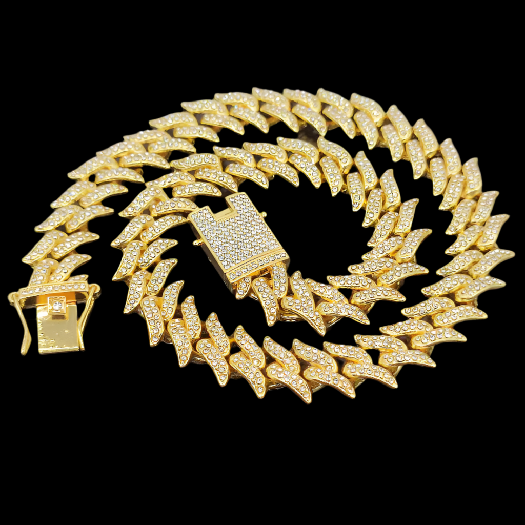 Alloy Dragon Tooth 16mm Cuban Link Hip Hop Necklace