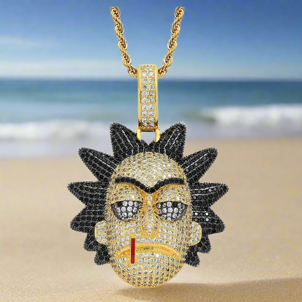 Rick N Morty Character Chain Necklace (Gold)
