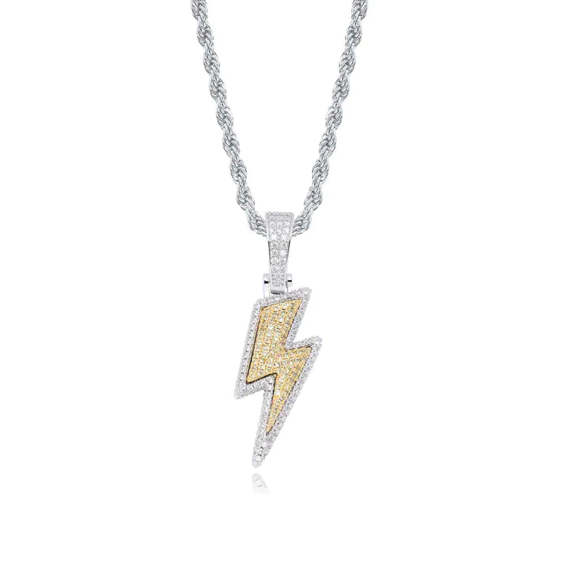 Lightning Pendant Necklace with Zircon Stones (Hip Hop Style)