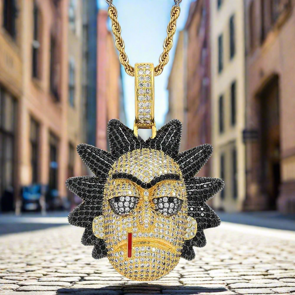 Rick N Morty Character Chain Necklace (Gold)