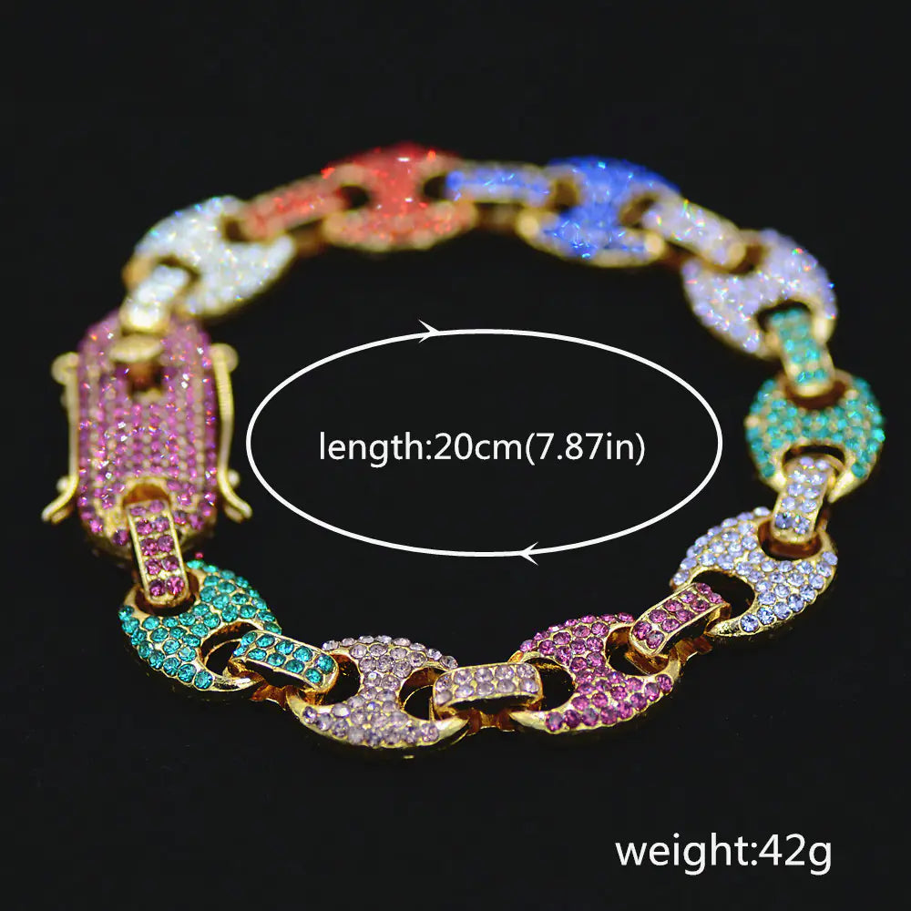Colorful Diamond Men's Cuban Bracelet