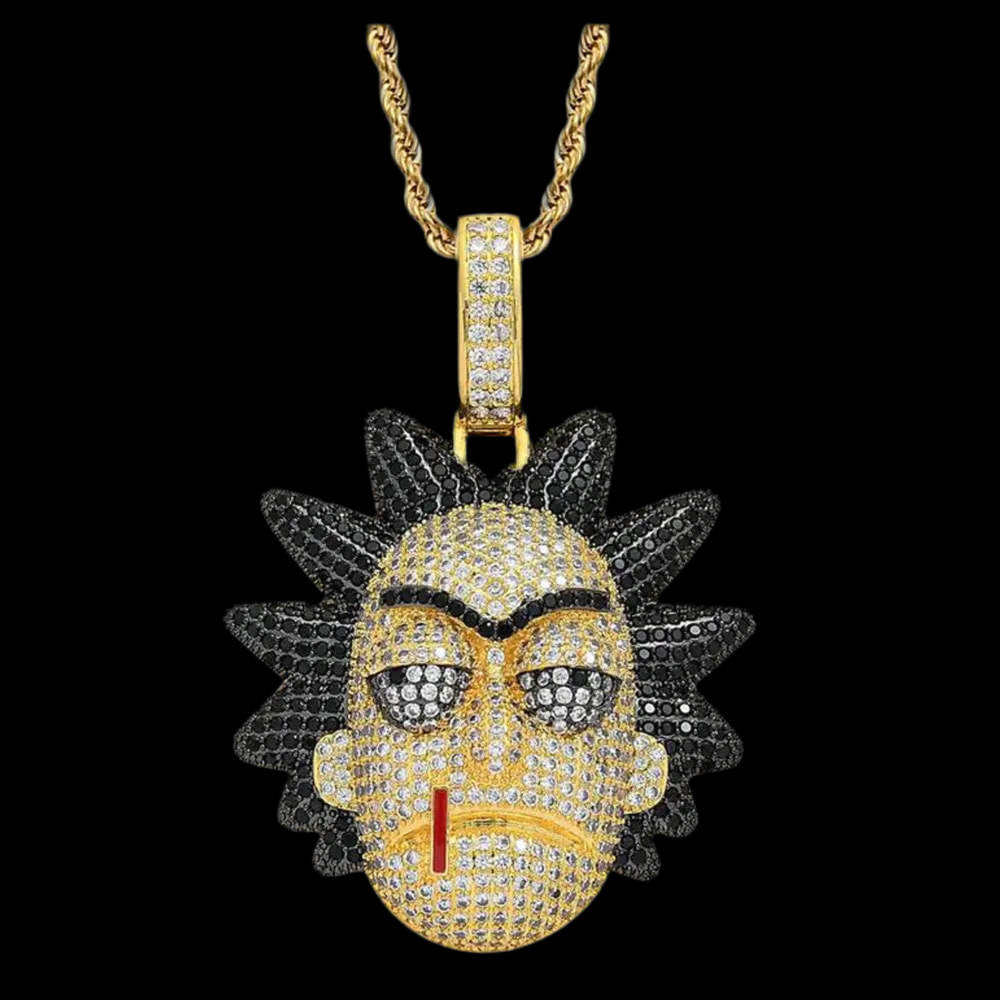 Rick N Morty Character Chain Necklace (Gold)