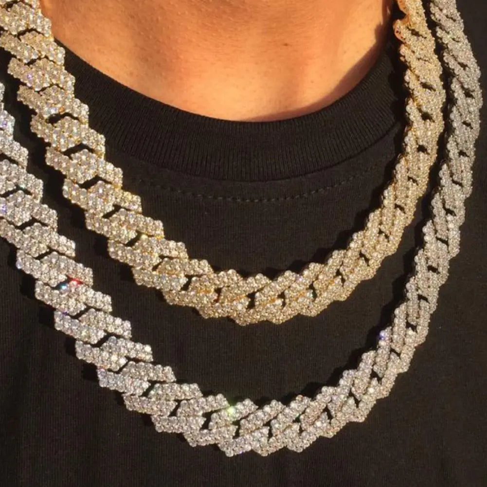 Unisex Zircon Hip Hop Cuban Chain Necklace for Dating