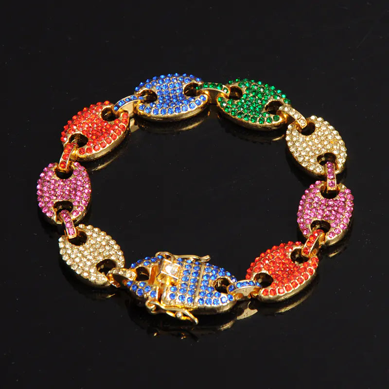 Colorful Diamond Men's Cuban Bracelet