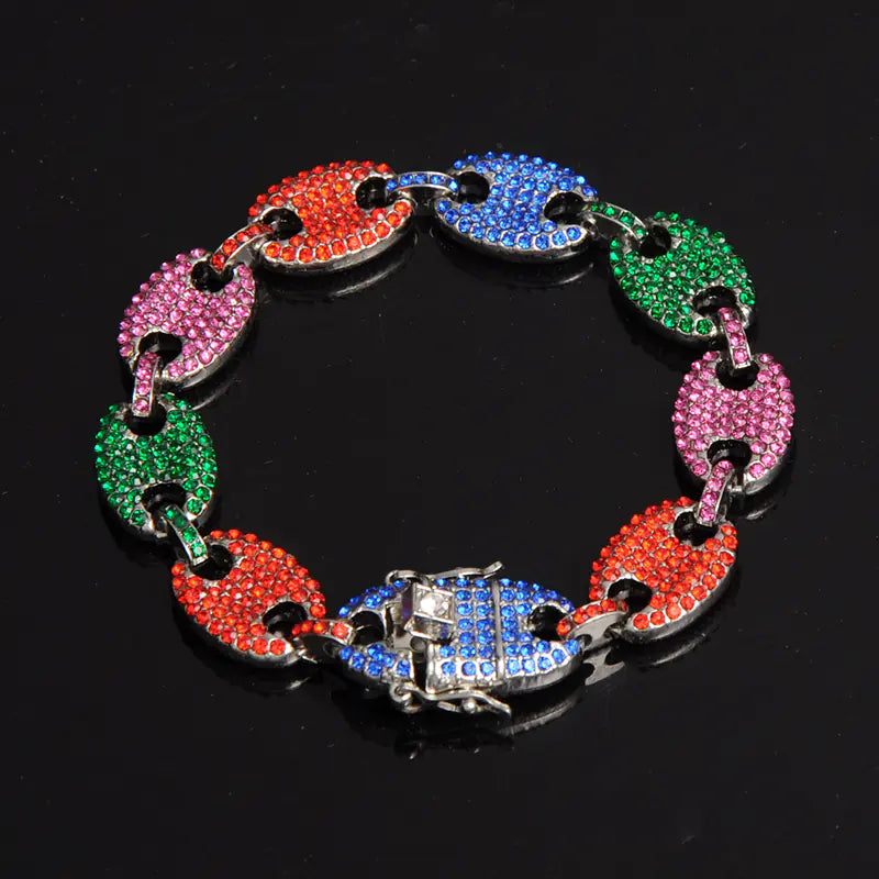 Colorful Diamond Men's Cuban Bracelet