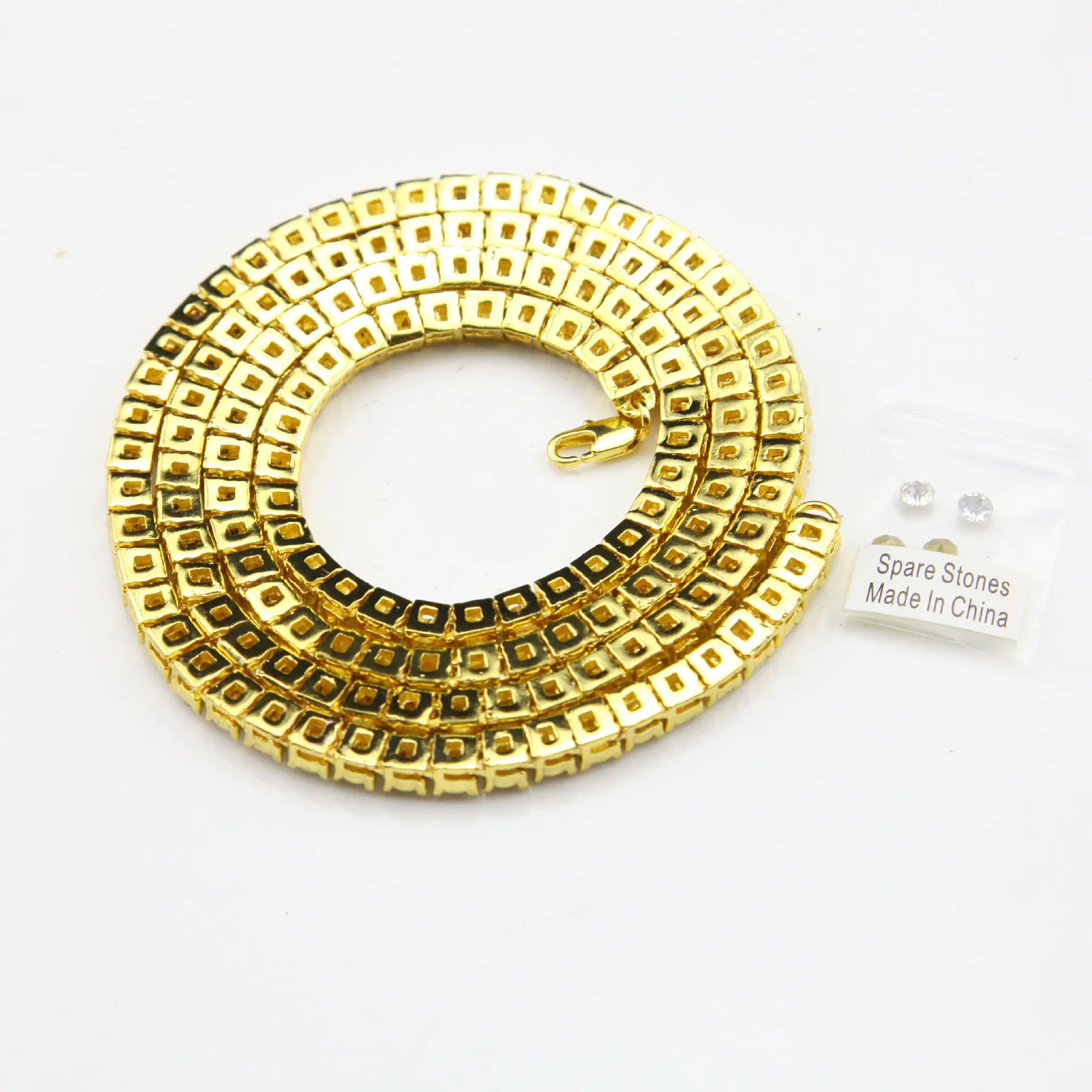 Men's Hip-Hop Single Row Alloy Necklace with Rhinestones
