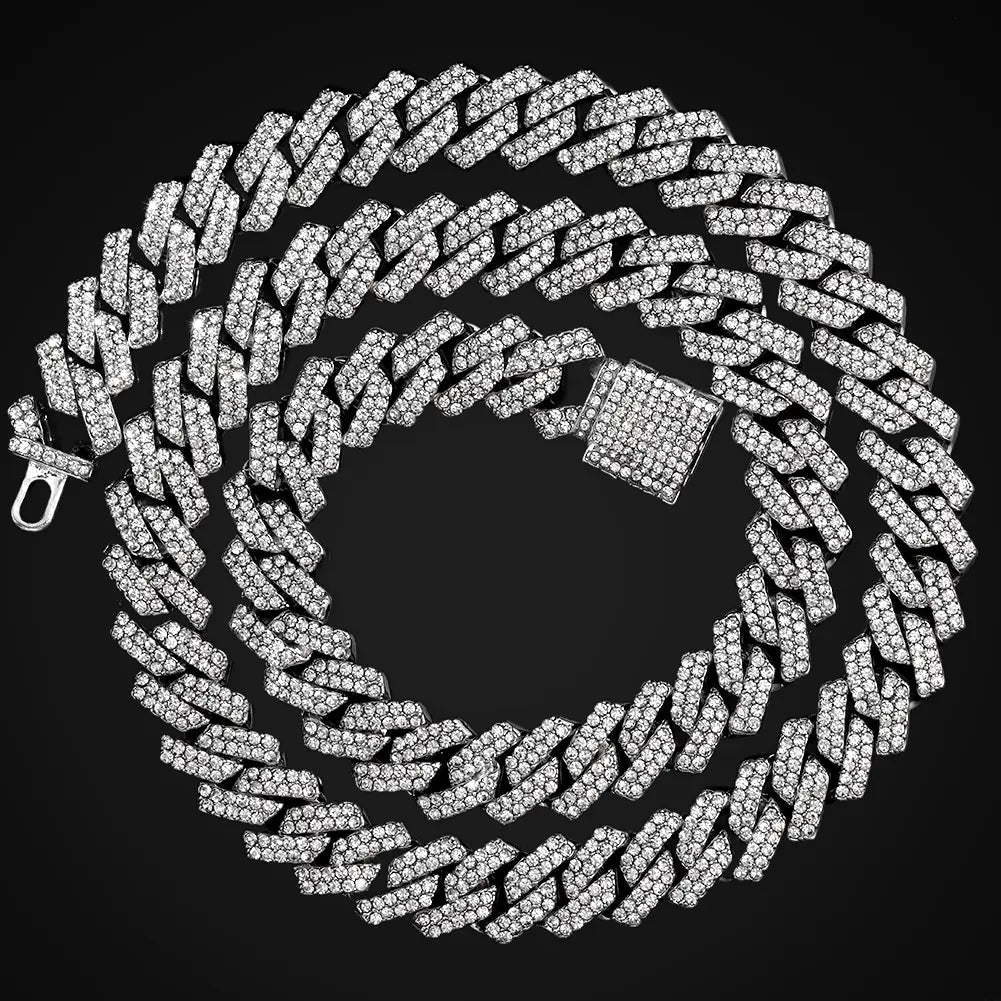 Unisex Zircon Hip Hop Cuban Chain Necklace for Dating