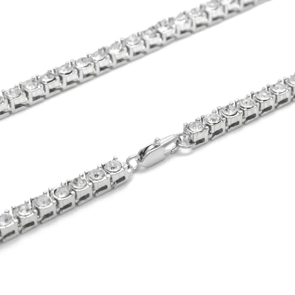 Men's Hip-Hop Single Row Alloy Necklace with Rhinestones